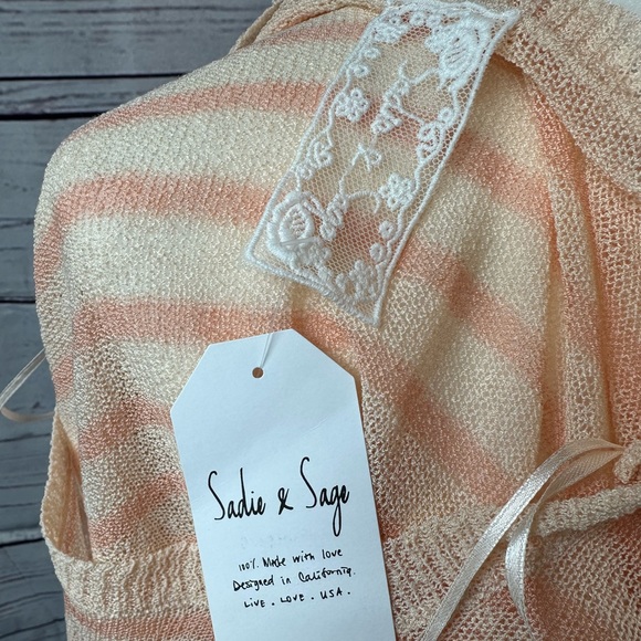 NWT Sadie & Sage Sherbert Stripe Top in Coral - S - Picture 7 of 7